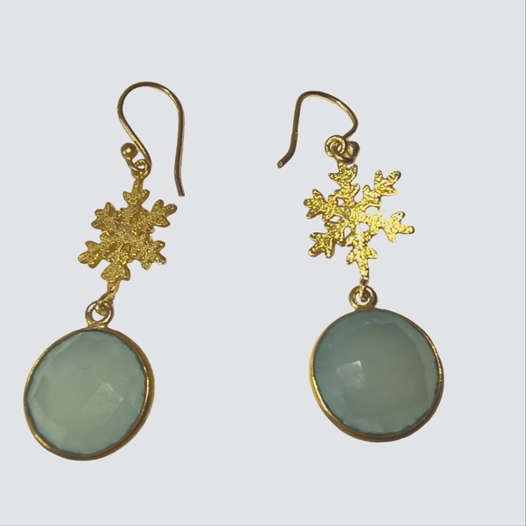 Chalcedony Vermeil Gold Over Sterling Silver Snowflake Earrings - Picture 3 of 8